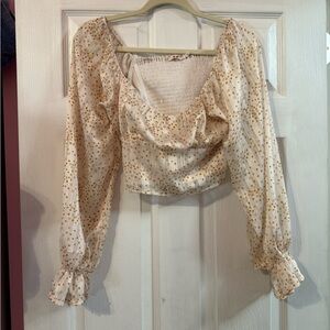 Miami Cream and Gold Floral Blouse